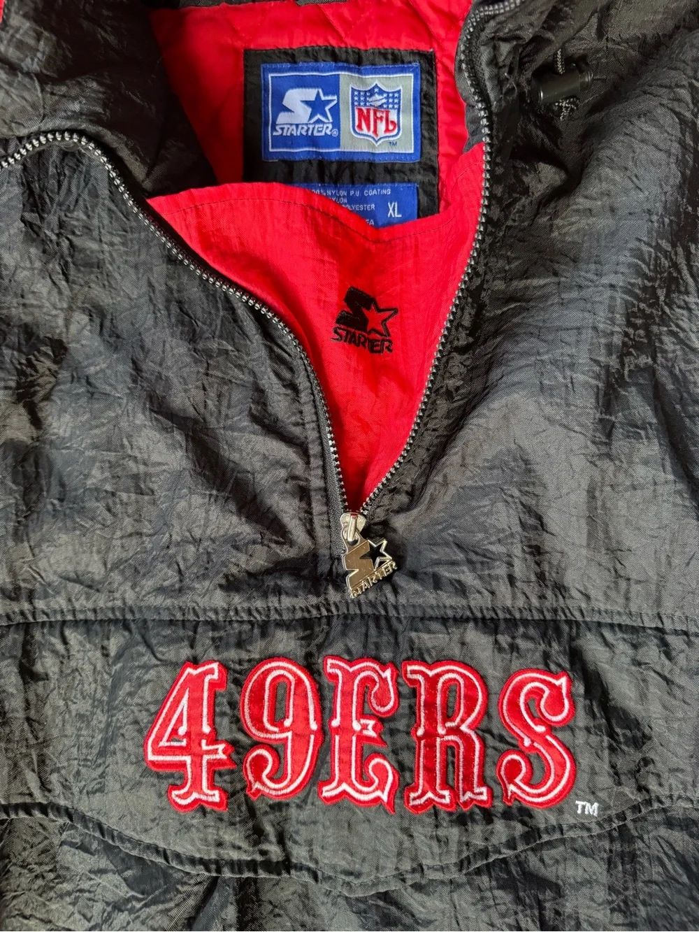 Vintage San Francisco 49ers Hooded Starter Jacket Made In Korea Men’s Size XL